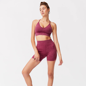 Custom Washed Sports Bra with High Waist <b>Compression</b> Leggings Yoga Gym Wear OEM ODM Private Label Factory - Product Image 1