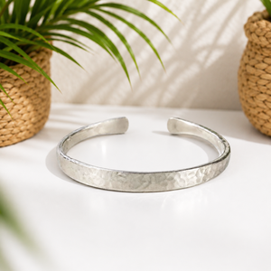 Silver Hammered Open Cuff <b>Bangle</b> Custom <b>Engraved</b> Metal Bracelet Unisex Gift Jewelry for Party Anniversary - Product Image 1