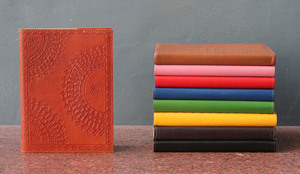 Genuine Brown Leather Handmade Recycled Cotton Paper <b>Journal</b> Front Embossed Design With Printed Logo Goat For <b>Writing</b> - Product Image 6