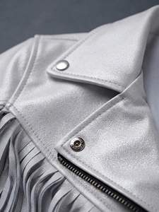 Veste pour homme Ever Glow en cuir de mouton blanc, col montant, fermeture éclair, coupe classique, automne, écologique, imperméable, grande taille - Product Image 4