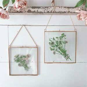 Hanging Metal Glass Photo Frame Geometric <b>Wall</b> Decor Floating <b>Display</b> <b>Case</b> for Pressed Flowers Dried Botanical Art Glass Frame - Product Image 1