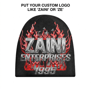Gorro Unisex ZAINI ZI-032 de Punto Acrílico Premium de 320 GSM, Color Negro, con Bordado de Estilo Característico, Etiqueta Tejida y Parche de Goma Personalizado - Product Image 4