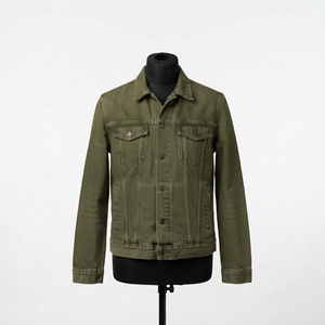 Comfortable Stylish Winter Hooded Denim <b>Jacket</b> for <b>Men</b> Streetwear Casual Outerwear Modern Fit Stand Collar Front 100% Cotton - Product Image 1