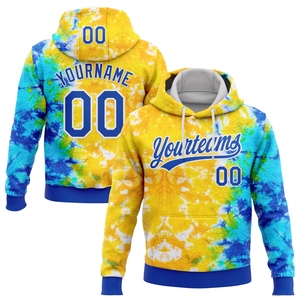 Wholesale OMMIZ INDUSTRY Custom Stitched Tie Dye <b>Thunder</b> Blue-White 3D Sports Pullover Sweatshirt Hoodie - Product Image 1