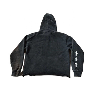 Ensemble sweat à capuche imprimé effet vieilli et pantalon de survêtement évasé pour homme, 100 % coton, survêtement d'hiver, effet délavé soleil, grandes tailles disponibles - Product Image 3
