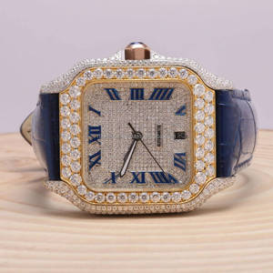 Reloj RB Gems de lujo de acero inoxidable para hombre VVS Moissanite Iced ETA único estilo Hip Hop cristal antiguo de silicona analógico fase lunar - Product Image 1