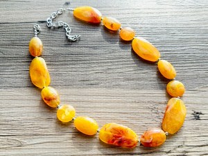 yellow <b>resin</b> necklace honey marble necklace handmade <b>resin</b> jewelry luxury bead necklace golden statement necklace <b>Resin</b> <b>craft</b> - Product Image 2