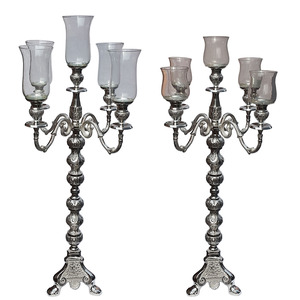 Candelabro de metal plateado de lujo para decoración de interiores, nuevo diseño, portavelas decorativo en venta - Product Image 2