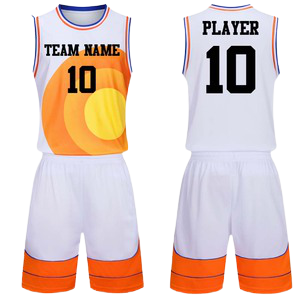 Ensemble de maillots de basket personnalisés blanc bleu rouge col en V sans manches 100% polyester respirant imprimé par sublimation adulte unisexe - Product Image 6