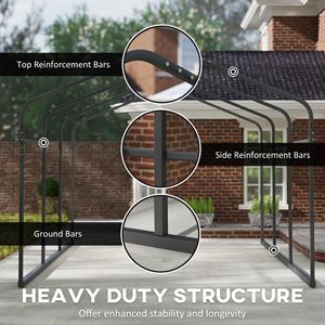 Robusto Carport in Metallo Grigio Scuro 10 X 15 con Tetto Zincato e Pareti Laterali Rimovibili, Tettoia per Auto - Product Image 6