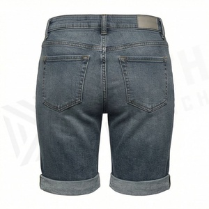 Pantalones Cortos Vaqueros de Mujer a la Moda, Estilo Vintage, con Botones, Cintura Alta, Lavados, Desgastados, hasta la Rodilla, para Verano - Product Image 2