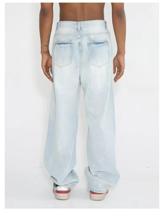 Nouveau design 2026 – Jean uni bleu ciel – Fabricant de jeans coupe droite sur mesure bleu clair pour homme - Product Image 3