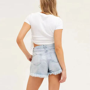 Shorts en jean décontractés pour femmes, style moderne, pour l'été, shorts en jean élégants pour femmes, finition délavée, vêtements décontractés pour l'été - Product Image 2