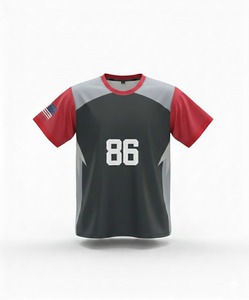 เสื้อยืดคอกลมแขนสั้นสไตล์สปอร์ตสำหรับผู้ชาย พิมพ์ลายหมายเลข 86 และธงชาติอเมริกา แห้งเร็ว ระบายอากาศได้ดี ผ้าฝ้าย 100% ทรงปกติ - Product Image 3