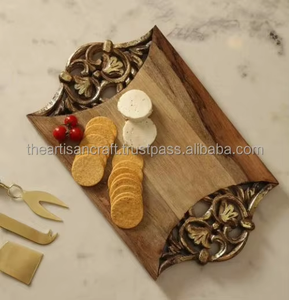 Tabla de Cortar de Madera Tallada a Mano, Diseño Antiguo con Lámina Dorada, Apta para Lavavajillas, Forma Rectangular, Tamaño Personalizable - Product Image 6