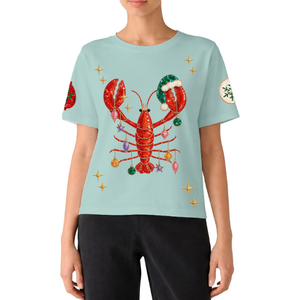 <b>Women's</b> Cajun Christmas's <b>Sequined</b> T-Shirt Crew Neck Short Sleeve Casual <b>Top</b> Spring/Summer Wholesale <b>Women's</b> Holiday T-Shirt - Product Image 2