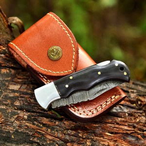 Wholesale Best Quality Industrial Grade Damascus Steel Pocket Knife EDC Razor Sharp <b>Back</b> Lock Folding Knives <b>Drop</b> Point Blade - Product Image 2