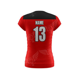 เสื้อวอลเลย์บอลหญิงแบบสั่งทำพิเศษ แขนสั้น พิมพ์ลายแบบซับลิเมชั่น ชุดทีม ระบายอากาศได้ดี แห้งเร็ว เสื้อกีฬา - Product Image 2