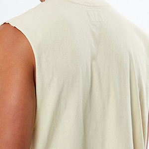 Camiseta sin Mangas Blanca para Hombre, Cuello Redondo, Color Sólido, Ropa Casual, Transpirable, Material de Poliéster Tejido - Product Image 3