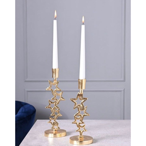 Luxury Gold Star Metal Taper Candle Holder Set Elegant Decorative Candlestick Stand For Wedding Table Centerpieces Christmas - Product Image 1