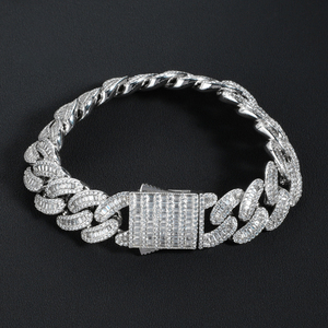 <b>Men</b> <b>925</b> <b>Silver</b> Moissanite Cuban Link <b>Bracelet</b> Iced Diamond Style Statement <b>Bracelet</b> Luxury Streetwear Fashion Jewellery Gift For - Product Image 2