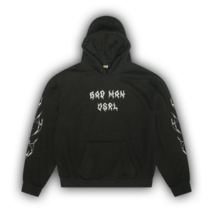 Sweat-shirt à capuche noir pour homme Bar Man Upl, coupe oversize en coton French Terry, style streetwear hip-hop, avec logo sur le devant et poche, idéal pour l'automne - Product Image 1