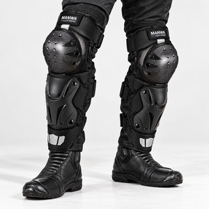 Protector de Rodilla Profesional para Motocicleta MANWA con Correas Ajustables, Almohadilla Protectora Rígida Negra y Amarilla - Product Image 3