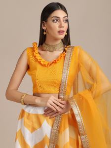 Ensemble Lehenga Choli Prêt-à-Porter Premium en Soie Banglory à Séchage Rapide, Imprimé Floral, Tenue Traditionnelle pour Fête Féminine - Product Image 5