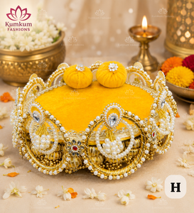 Nuevo y Popular Singhasan de Terciopelo Rojo Hecho a Mano en India con Perlas Doradas, Ídolo Divino Laddu Gopal Krishna Ganesh Ji, Decoración Festiva para el Hogar - Product Image 5