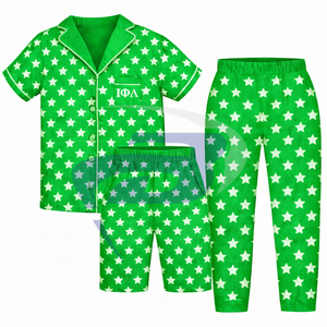 Ensemble de pyjama en satin à pois Iota Phi Lambda Sorority, tunique respirante pour la saison d'automne, pour les membres de la sororité IPL - Product Image 1