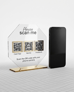 Innovador Soporte Transparente de Acrílico para Letreros de Redes Sociales |   Código QR Personalizable para Exhibiciones Elegantes, Duradero y Reciclable - Product Image 5