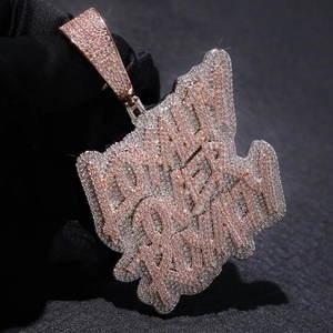 Collar de Moissanita con Colgante en Forma de Letra, Chapado en Oro Rosa de 18K sobre Plata Esterlina, Estilo Hip Hop con Diseño de Cubos de Hielo, para Streetwear - Product Image 2