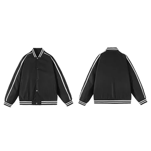 Chaqueta Deportiva Unisex con Franjas Laterales, Estilo Casual, Corte Holgado, Cuello Camisero, Ropa de Calle - Product Image 3