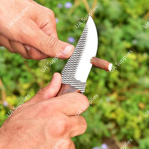 Cuchillo de caza de hoja fija de acero inoxidable con espiga completa, 58 HRC, afilado como una navaja, para camping, con mango de hueso de camello y madera, DIY - Product Image 4