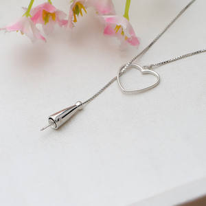 Nouveau collier pendentif en argent S925 en forme de cœur sans bouton pour femmes, parfait pour collier de perles DIY avec 1 chaîne de perles - Product Image 4