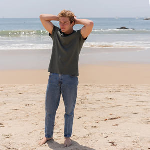 T-shirt pour homme en coton 100% brodé de qualité supérieure, 230g, couleur vert olive, confortable, décontracté, streetwear, tee-shirt doux et respirant - Product Image 6