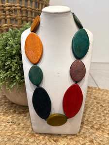 Handmade Wooden Geometric Boho Style Women's Wedding Pendant <b>Necklace</b> with Colorful <b>Statement</b> Jewelry - Product Image 5