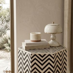 Solid Wood Modern Chevron Nightstand with Drawer Side <b>Table</b> <b>Bedside</b> Cabinet Accent <b>Table</b> for Bedroom Apartment Living Room - Product Image 4