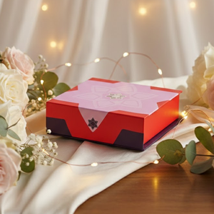 Boîte à bijoux en kraft rose bon marché en gros avec fermeture magnétique |   Emballage personnalisé gaufré avec doublure en éponge pour bagues et cadeaux - Product Image 2