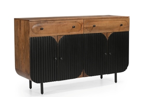 Panel Style 4-Door Solid Mango Wood <b>Sideboard</b> with Iron Legs Luxury Home Furniture - Product Image 2