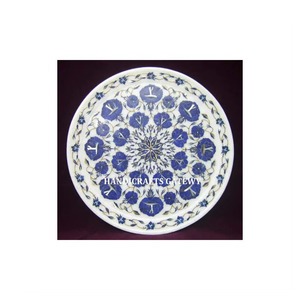 Assiette décorative artisanale en marbre blanc incrusté, motif floral, forme ronde, de qualité supérieure et à prix abordable pour la décoration intérieure. - Product Image 6