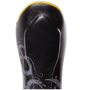 Adult Black PU Leather Shin Guards With Gold Trim Sublimation Design Hook And Loop Closure Lightweight Sports Protection - Product Image 6