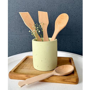 Repose-cuillère naturel en marbre noir, support pour ustensiles de cuisine, organisateur de rangement pour comptoir - Product Image 2