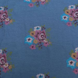 Tissu denim brodé avec des tissus brodés en coton, tissu à paillettes pour les marques de mode, fabricants de vêtements, export, fourniture OEM - Product Image 3