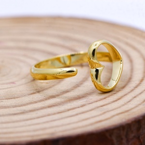 Wholesale 925 Solid Sterling <b>Silver</b> 18K Yellow Gold Plated Open Heart <b>Adjustable</b> <b>Ring</b> Memoria Jewels - Product Image 4