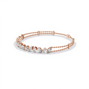 Conjunto de Pulsera de Diamantes Cultivados en Laboratorio con Corte Mixto, Oro Rosa Sólido de 18K con Baño de Rodio, Minimalista, Certificado, Ideal para Regalo y Fiestas - Product Image 1