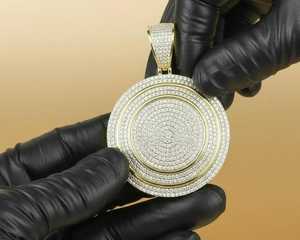 Colgante de medallón de diamante VVS con engaste pavé, dijes de diamante, colgante chapado en oro sobre plata 925, colgante de hip hop para hombre - Product Image 2