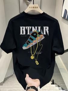เสื้อยืดผู้ชายแขนสั้นทรงหลวมสไตล์อเมริกัน ผ้าฝ้ายแท้ 100% หนา 180 กรัม ไม่เป็นขุย รุ่นลำลอง ซัมเมอร์ 2025 - Product Image 3