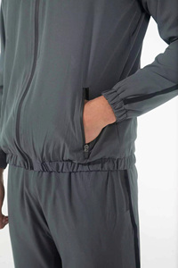 Men's Gray Tracksuit Set Stand Collar Full Sleeve Quick Dry Breathable Fleece Drawstring Closure Casual Sport Wear Two Piece - Product Image 5