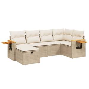 Conjunto de Sofás Modulares de Jardín de 6 Piezas en Ratán Sintético Color Beige, Muebles de Exterior Cómodos y Elegantes - Product Image 2